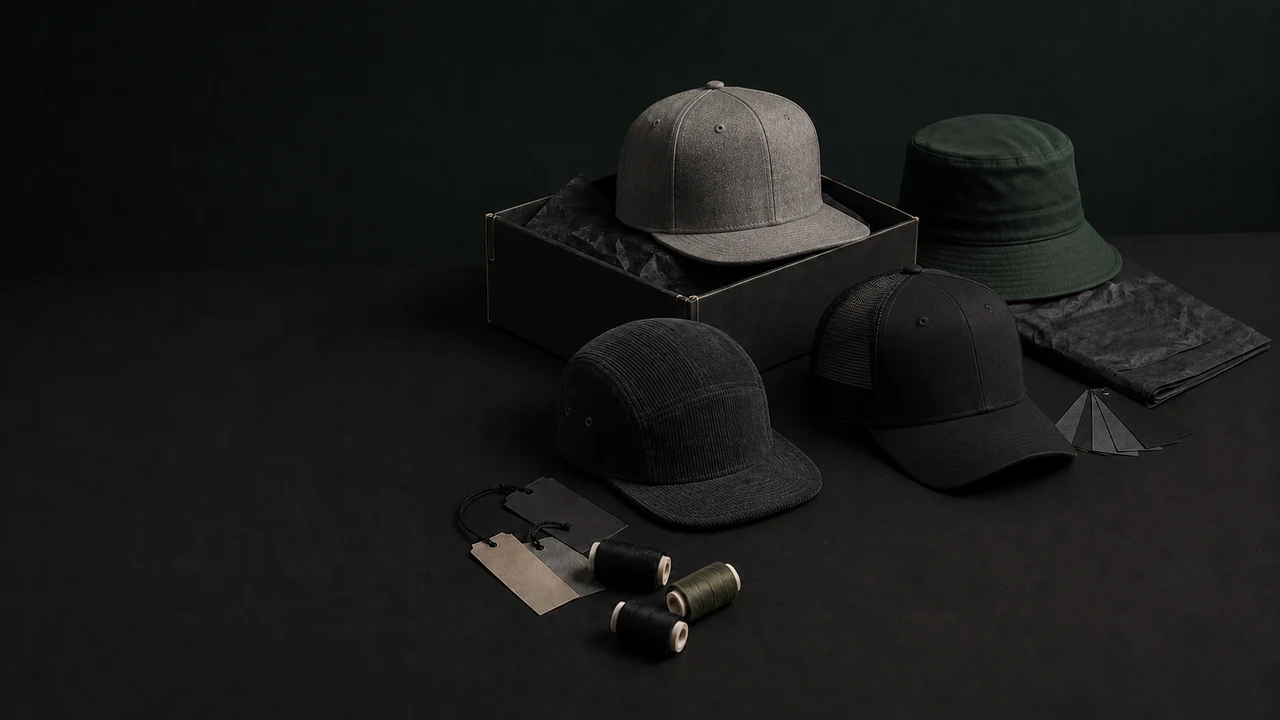 Illustration of a multilingual OEM content matrix for a headwear manufacturer and trader